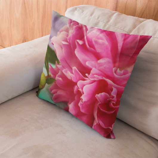 Modern Pink Peony Flower Fotografy Kissen