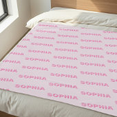 Modern Pink Personalized Repeating Name Pattern Fleecedecke