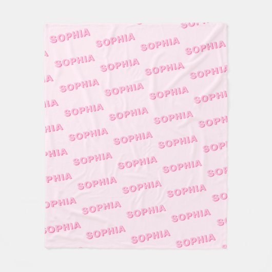 Modern Pink Personalized Repeating Name Pattern Fleecedecke (Vorderseite)