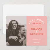 Modern Pink Photo Card Wedding Save the Date (Vorne/Hinten)
