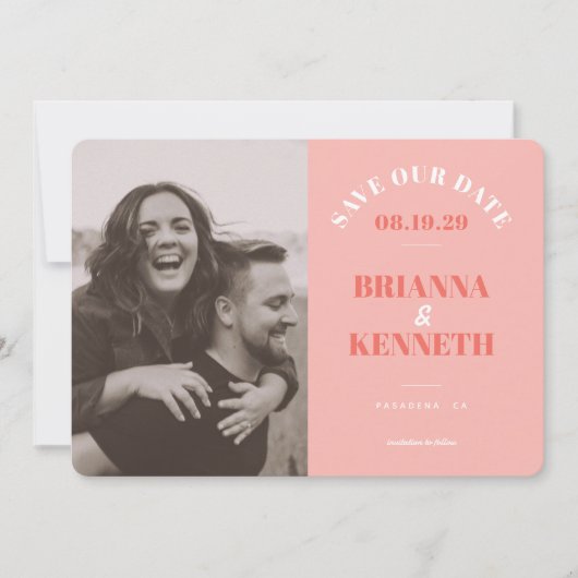 Modern Pink Photo Card Wedding Save the Date (Vorderseite)