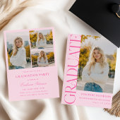 Modern Pink Photo Graduation Invitation Einladung