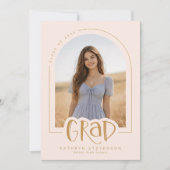 Modern Pink Photo Graduation Party Announcement Einladung (Vorderseite)