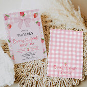 Modern Pink Plaid Arch Berry First Birthday Einladung