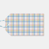 Modern Pink Plaid Check Christmas Gift Tag Geschenkanhänger (Rückseite Horizontal)
