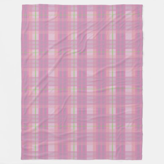 Modern Pink Plaid Fleece Blanket (Vorderseite)