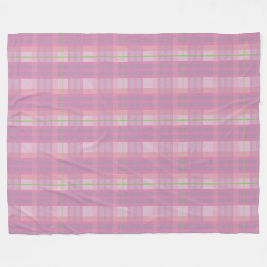 Modern Pink Plaid Fleece Blanket (Vorderseite (Horizontal))