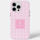 Modern Pink Plaid iPhone Case Chic Custom Name (Rückseite)