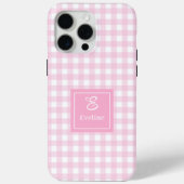 Modern Pink Plaid iPhone Case – Clear Name Accent (Rückseite)