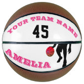 Modern Pink Player Team Name Number Girl Basketball (Vorderseite)