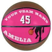 Modern Pink Player Team Name Number Girl Basketball (Vorderseite)