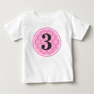 Modern Pink Polka Dot Dritter Geburtstag Mädchen N Baby T-shirt