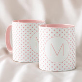 Modern Pink Polka Dot Pattern Initial Monogram Tasse