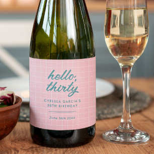 Modern Pink Pool Party Geburtstag Schaumweinetikett