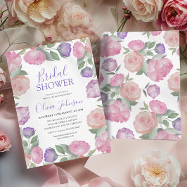 Modern Pink & Purple Floral Bridal Shower Einladung