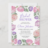 Modern Pink & Purple Floral Bridal Shower Einladung (Vorderseite)