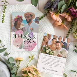 Modern Pink & Purple Floral Wedding Thank You  Dankeskarte