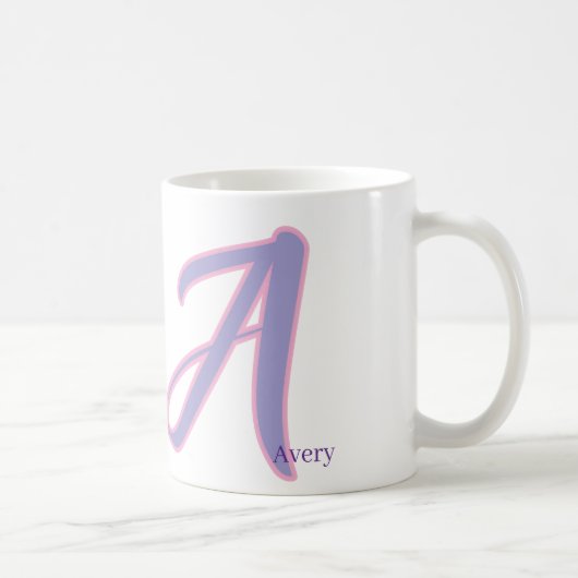 Modern Pink & Purple Monogram Personalized Name A Kaffeetasse (Rechts)