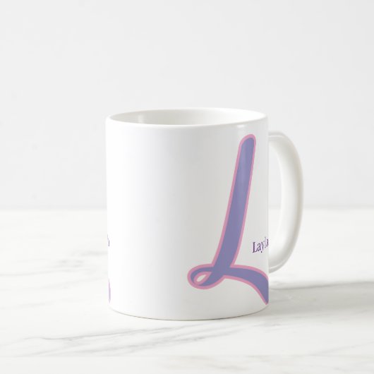 Modern Pink & Purple Monogram Personalized Name L Kaffeetasse (VorderseiteRechts)