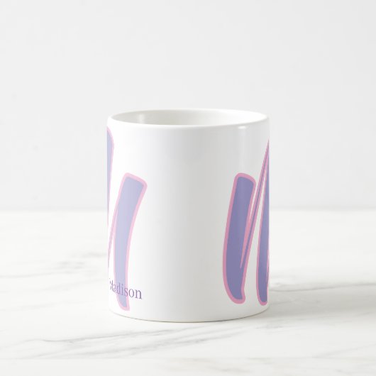 Modern Pink & Purple Monogram Personalized Name M Kaffeetasse (Mittel)