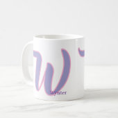 Modern Pink & Purple Monogram Personalized Name W Kaffeetasse (Vorderseite Links)