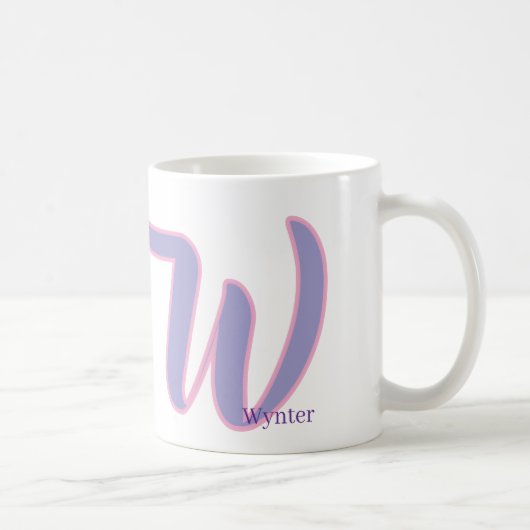 Modern Pink & Purple Monogram Personalized Name W Kaffeetasse (Rechts)