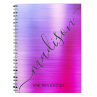 Modern Pink Purple Schatten Metal Monogram Script