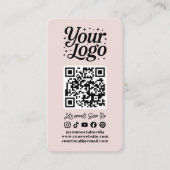Modern Pink QR Code Social Media Icons Logo Photo Visitenkarte (Vorderseite)