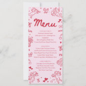 Modern Pink Red Hearts Hand Drawn Valentine Menu (Vorderseite)