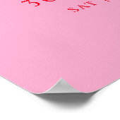 Modern Pink & Red Hello 30th Birthday Welcome Sign Poster (Ecke)