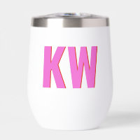 Modern Pink Red Shadow Monogram Personalisiert