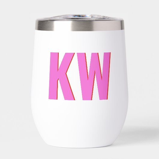 Modern Pink Red Shadow Monogram Personalisiert (Vorderseite)