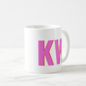 Modern Pink Red Shadow Monogram Personalisiert Kaffeetasse (VorderseiteRechts)