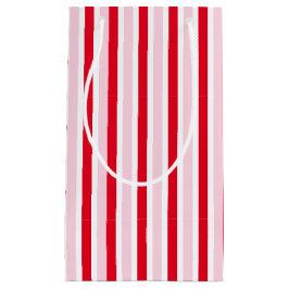 Modern Pink Red Striped Christmas Kleine Geschenktüte