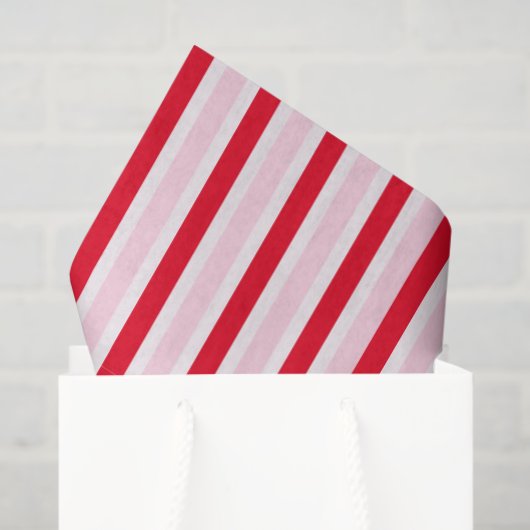 Modern Pink Red Striped Christmas Seidenpapier (Geschenktüte)
