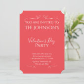 Modern Pink Red Valentines Day Party Invitation Einladung (Stehend Vorderseite)