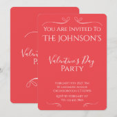Modern Pink Red Valentines Day Party Invitation Einladung (Vorne/Hinten)