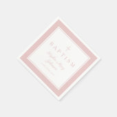 Modern Pink Religius Cross Girl Baptism Serviette (Ecke)