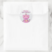 Modern Pink Robot Girls Geburtstagsparty Runder Aufkleber (Tasche)