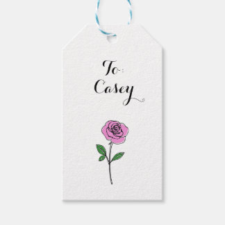 Modern Pink Rose Custom Name Geschenkanhänger