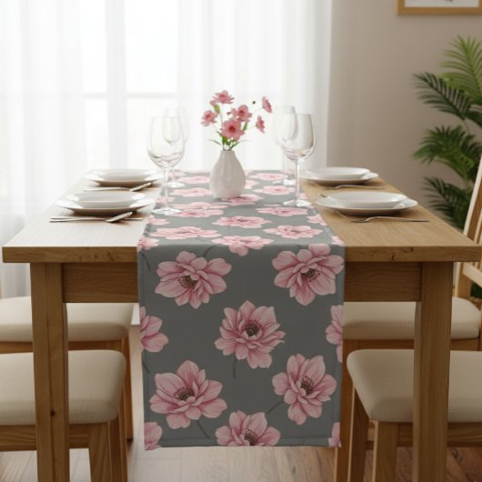 Modern Pink Rose Table Runner Großer Tischläufer