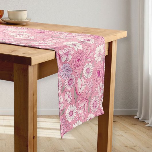 Modern Pink Rose Table Runner Mittelgroßer Tischläufer