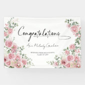 Modern Pink Roses Congratulation Graduation Banner (Horizontal)