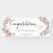 Modern Pink Roses Congratulations Graduation Banner (Horizontal)