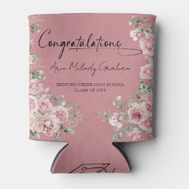 Modern Pink Roses Congratulations Graduation Dosenkühler