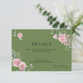 Modern Pink Roses Details Graduation Begleitkarte (Stehend Vorderseite)