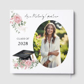 Modern Pink Roses Graduation 2 Photo Gästebuch (Rückseite)