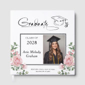 Modern Pink Roses Graduation 2 Photo Gästebuch (Vorderseite)