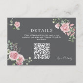Modern Pink Roses QR-code Details Graduation Begleitkarte (Vorderseite)