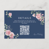 Modern Pink Roses QR-code Details Graduation Begleitkarte (Vorderseite)